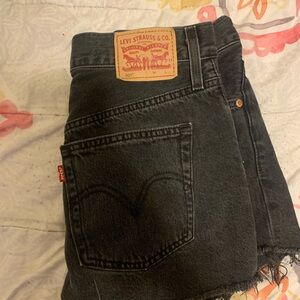 Levi's Washed Black Denim 501 Shorts